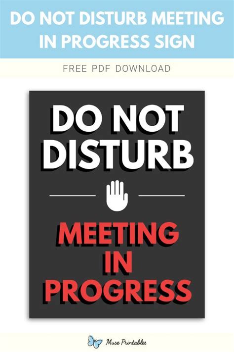 Printable Do Not Disturb Meeting In Progress Sign Template