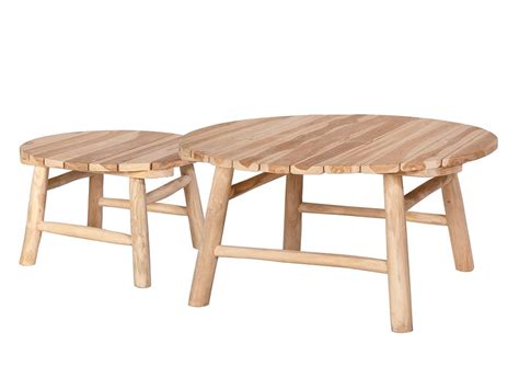 Lot De 2 Tables Basses De Jardin En Teck Naturel Clair TULUM De MYLIA