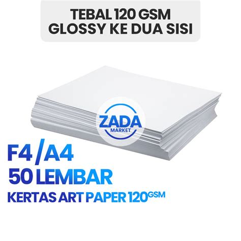 Jual 50 Lembar Kertas Art Paper Gramasi 120 Gr Gsm F4 And A4 Artpaper