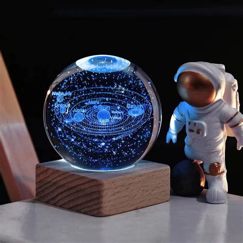 Astronomy Crystal Lights Glowing Planetary Galaxy Astronaut Ball Night