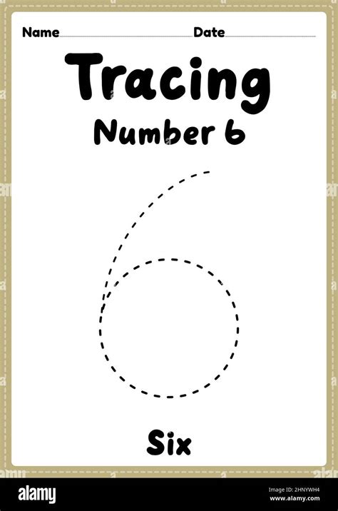 Tracing Number 6 Worksheet For Kindergarten Preschool And Montessori