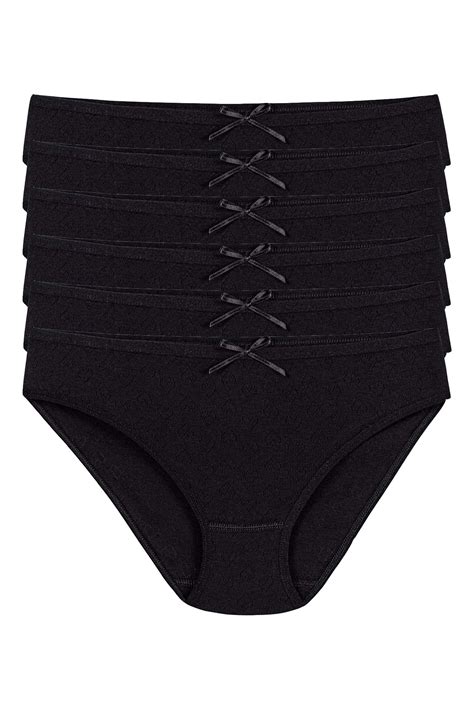 Kadın Siyah 6 lı Paket 100 Pamuk Kalpli Bikini Külot