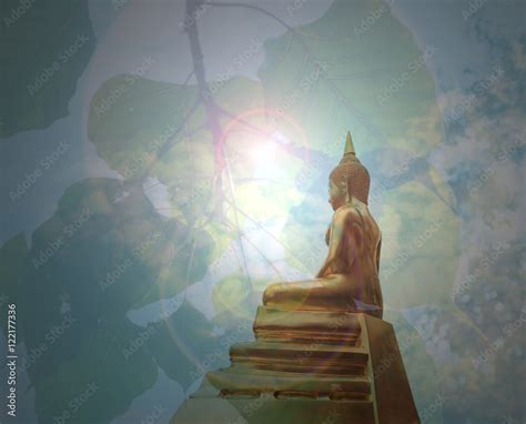 Buddha statue and Leaf’s bodhi tree Stock Photo | Adobe Stock