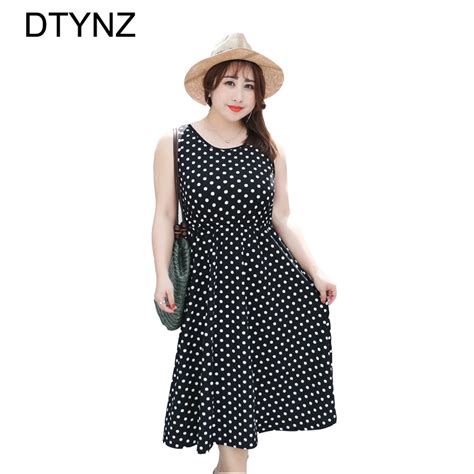 2018 Vintage Women Sex Dress Sleeveless Loose Summer Big Size Dot Dress