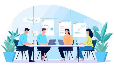 Premium Vector Vector Flat People On Business Teamwork Illustration