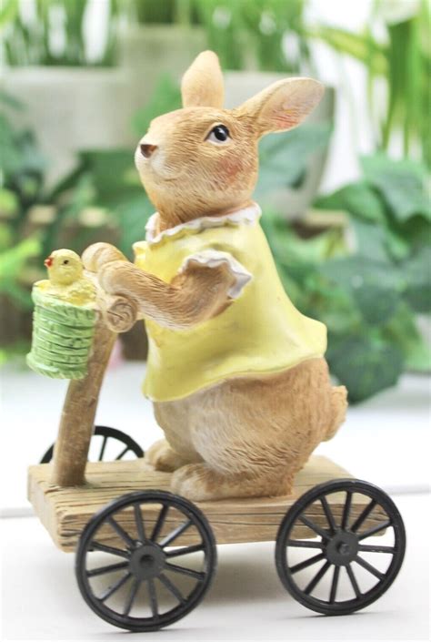 Gisela Graham Easter Resin Bunny On Cart Ornament Ebay