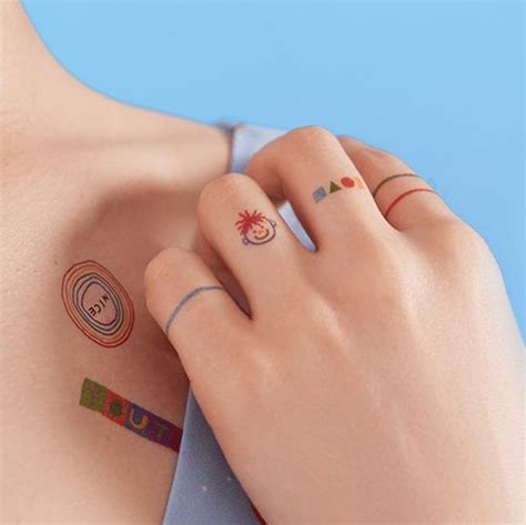 Colorful Tattoo Tiny Heart Tattoo Outline Tattoo Minimal Etsy Mini