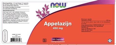 Appelazijn 450 Mg 180 Caps NOW Foods Bol