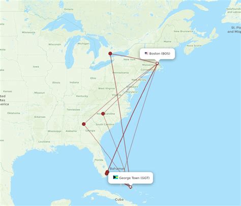 All Flight Routes From Boston To George Town BOS To GGT Flight Routes