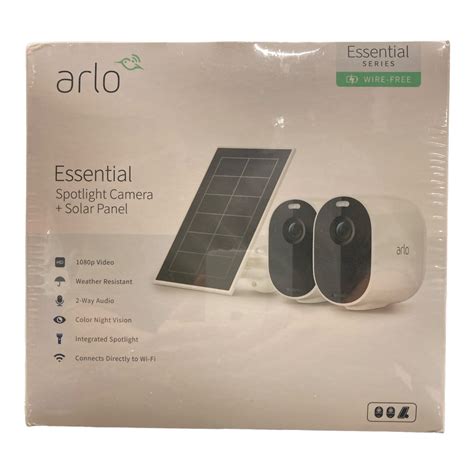 Arlo Essential Spotlight Camera + Solar Panel (2 Cameras + 1 Solar Pan ...