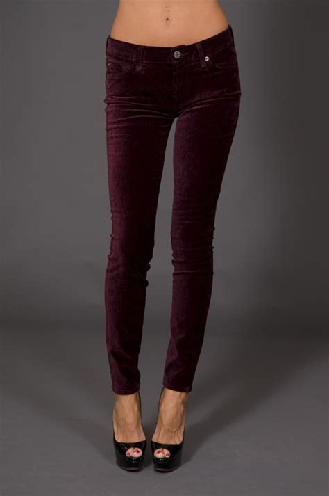7 for all Mankind red velvet jeans | Womens jeans skinny, Velvet jeans ...