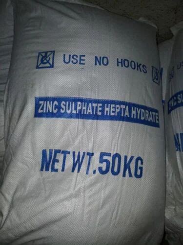 White Zinc Sulphate Heptahydrate Powder Packaging Size 50 Kg At Rs