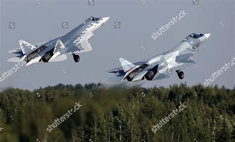 Russian Sukhoi Su 57 Fifthgeneration Fighters Editorial Stock Photo ...