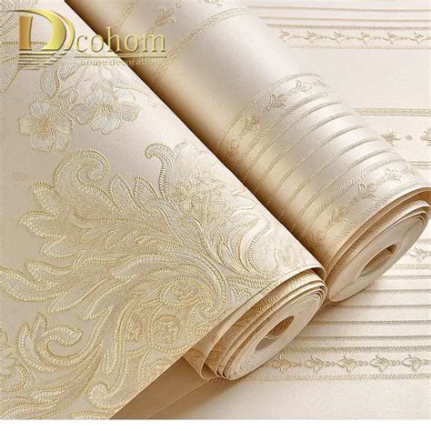 Luxury White Damask 3d Stereoscopic Embossed Wallpaper Non Woven Wall Paper Roll Bedroom Living