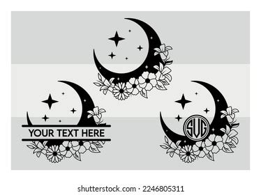 Floral Moon Svg Crescent Moon Flower Stock Vector Royalty Free