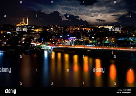 Panorama of Istanbul at night, Istanbul, Turkey Stock Photo - Alamy