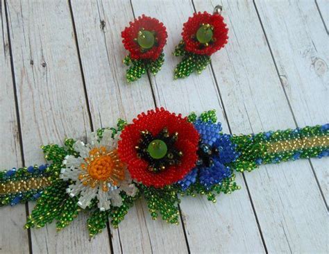 Beaded necklace Flower necklace Spring necklace Red poppy | Etsy ...