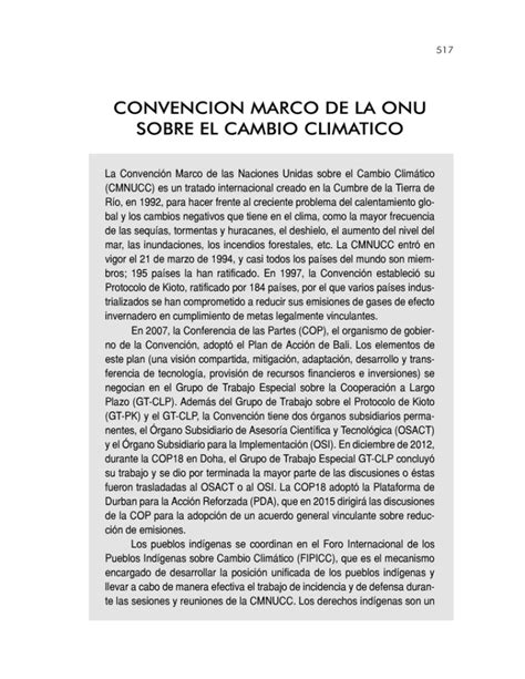 Convencion Marco De La Onu Sobre El Cambio Climatico