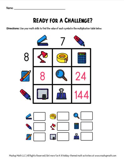Free Multiplication Table Worksheets For Grades 3 5 — Mashup Math