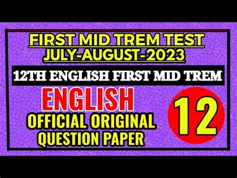 Th Std English First Mid Trem Test July August Official Original