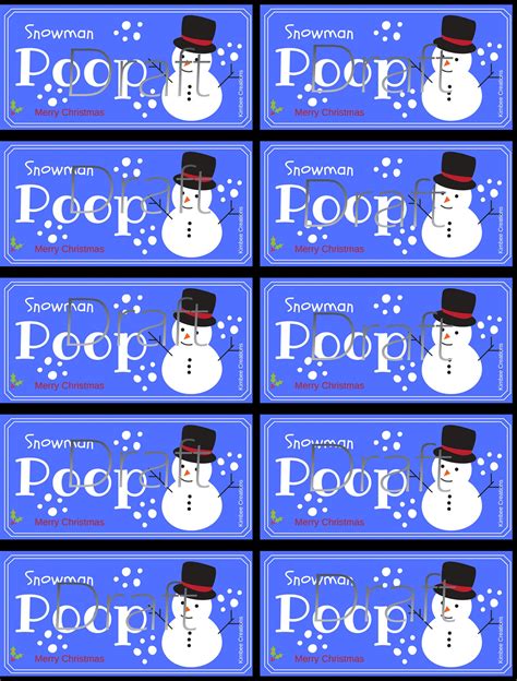 Snowman Poop Printable Labels