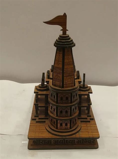 Teak Wood Natural Polish Ram Ayodhya Temple Model For Worship Size