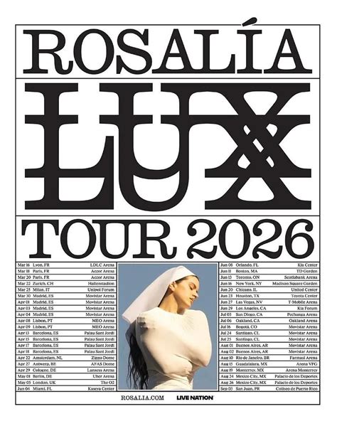 Rosalía anuncia gira mundial 2026 con ocho conciertos en España