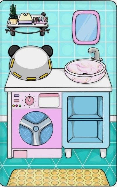 A Bathroom With A Sink Mirror And Panda Bear Head On The Stove Top Oven