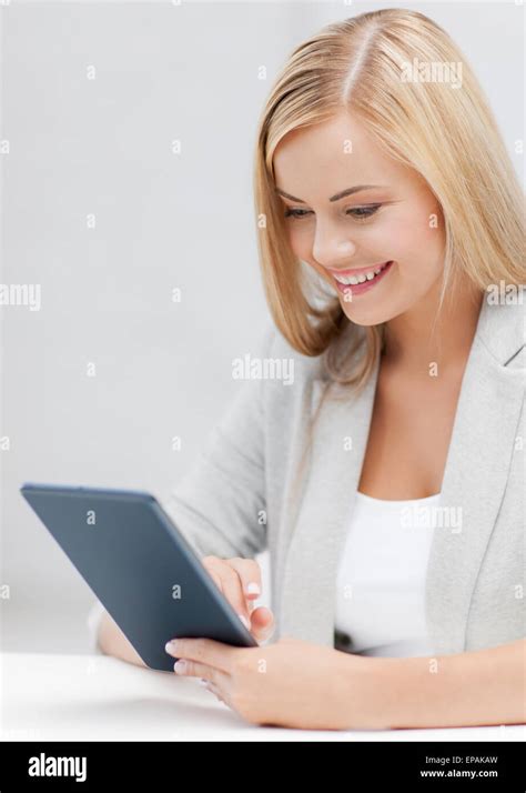 Woman With Tablet Pc Stock Photo Alamy