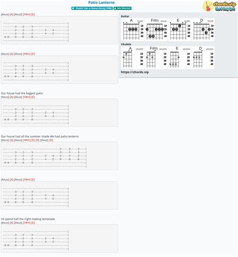 Chord: Patio Lanterns - tab, song lyric, sheet, guitar, ukulele ...