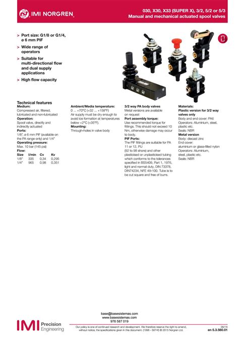 VALVULA EN LINEA NORGREN X33 By Base Sistemas Issuu