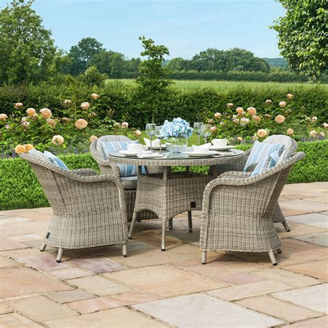 Maze Rattan Oxford 4 Seat Round Dining Set