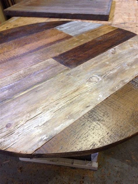 Multi Color Rustic Wood Variety Round Table With Images Round Wood Table Reclaimed Wood