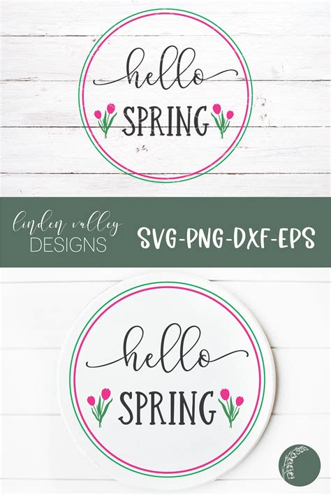 Hello Spring Round Svg Door Hanger Svg 1316795 Svgs Design