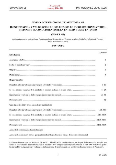 Pdf Norma Internacional De AuditorÍa 315 315 Boicac 95pdf · A105