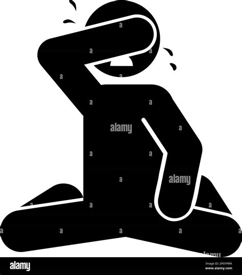 Man Crying Icon Over White Background Silhouette Style Vector