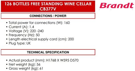 Brandt Cb V Bottles Free Standing Wine Cellar Tv Home