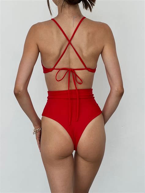 Bikini Bottom High Waist Thong Bikini High Waisted String Bikini Cheeky Swimsuit Bottoms