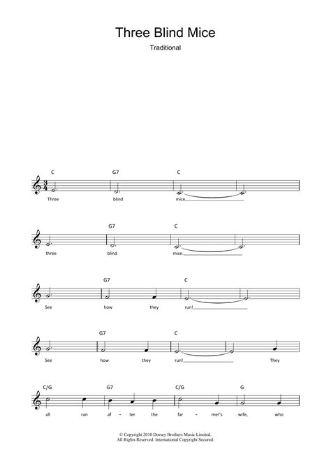 Traditional Three Blind Mice Sheet Music And Chords For Ukebuddy