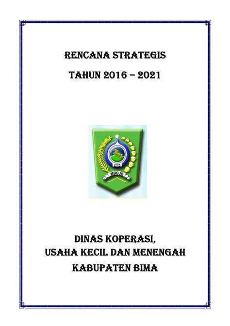 Pdf Rencana Strategis Tahun Tujuan Strategi Kebijakan