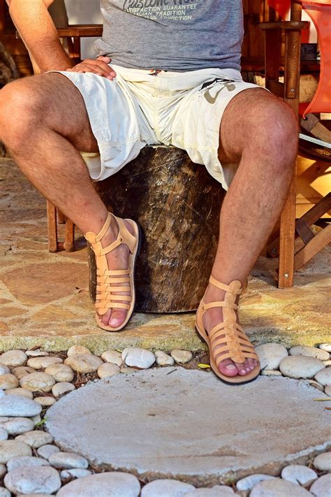 Roman Leather Sandal Mens Handmade Greek Gladiator Sandals From Calf Leather Handmade Leather