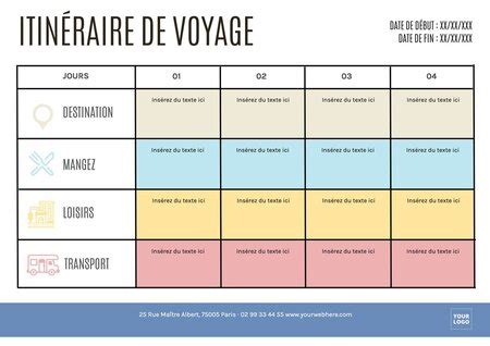 Modèles d itinéraires de voyage gratuits à modifier et à imprimer