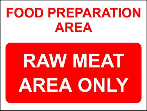 Food Preparation Area Raw Meat Only Sign Self Adhesive Sticker 200mm