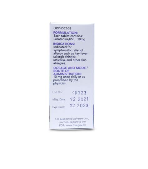 Loratadine Antihistamine Mg Tablet