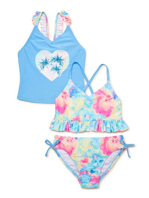 Shelloha Girls Bikini Cross Strap Top Tankini Top And Bottoms Swimsuit