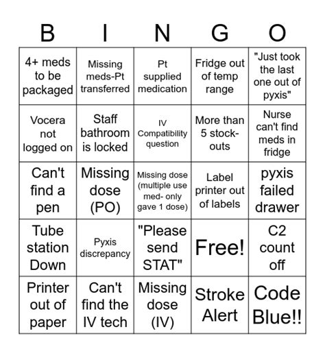 Hospital Pharmacy Happy Pharmacy Week Bingo Card