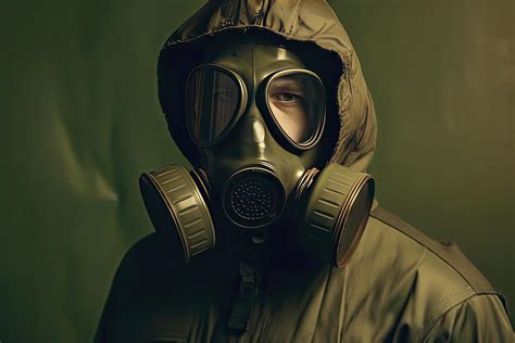 homme avec une gaz masque nucléaire guerre et environnement