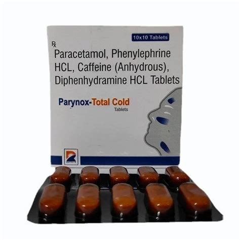 Paracetamol Phenylephrine Hcl Caffeine Diphenhydramine Hcl Tablets At