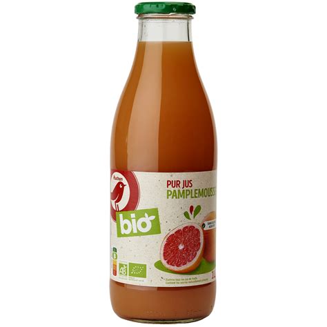 Auchan Bio Pur Jus De Pamplemousse Rose Bouteille Verre L Pas Cher