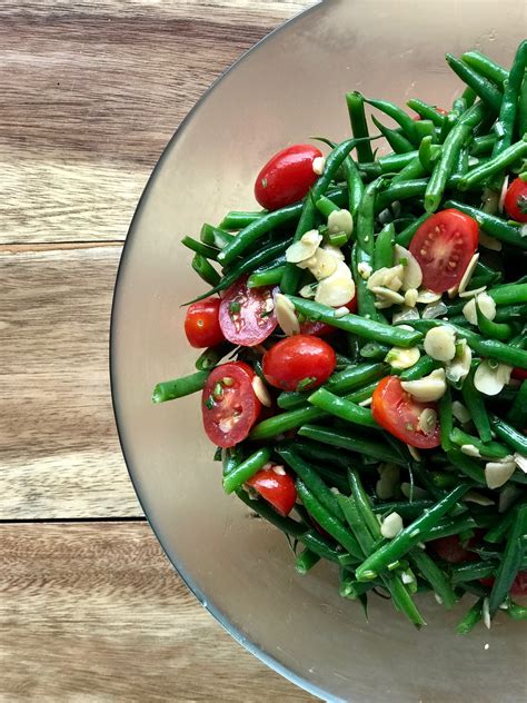 Salade Haricots Verts Amandes Tomates Cerises Portion Individuelle